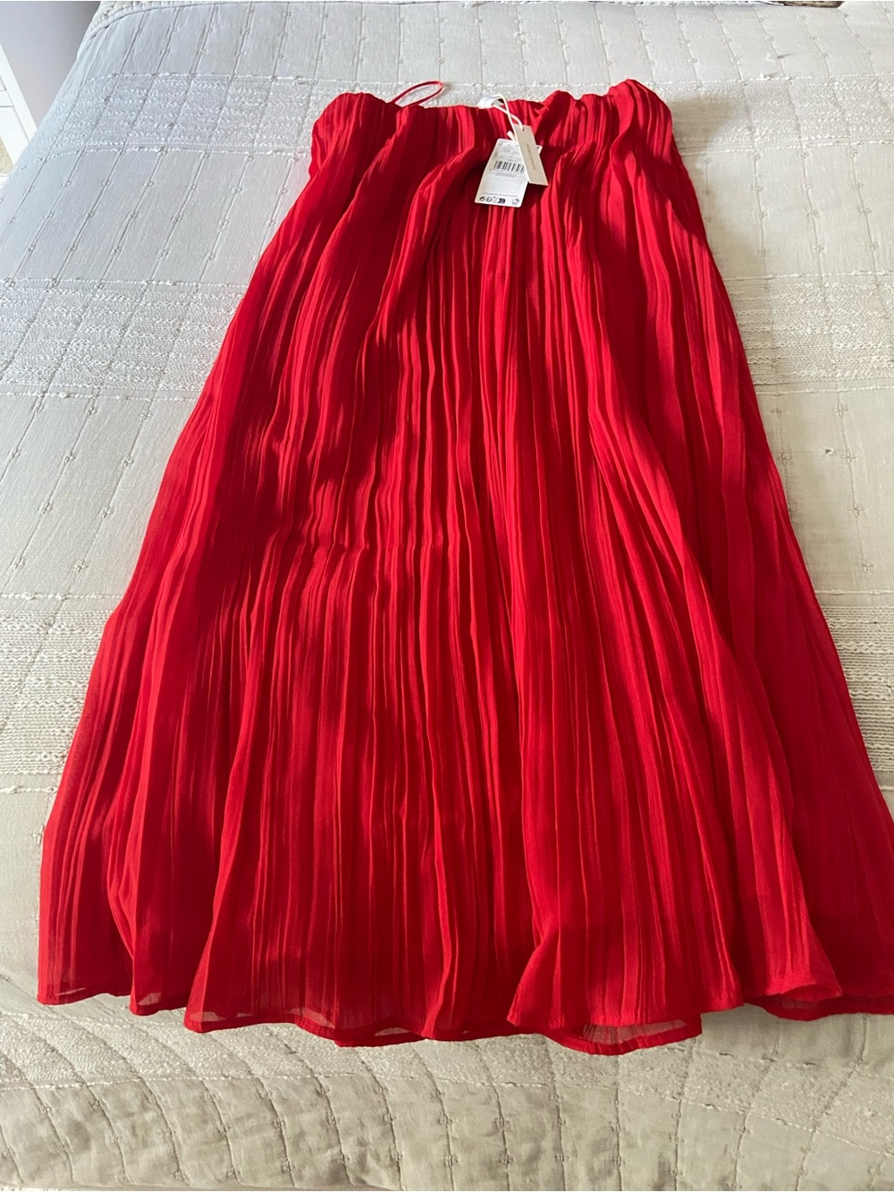 Mango orange Pleated Midi Skirt